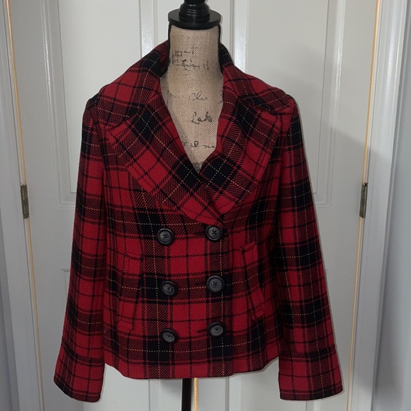 Merona plaid medium jacket Buffalo plaid warm cozy coat jacket jacket coat - Picture 1 of 13